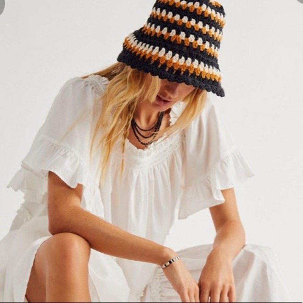 Free People Pixie Crocheted Knit Bucket Hat